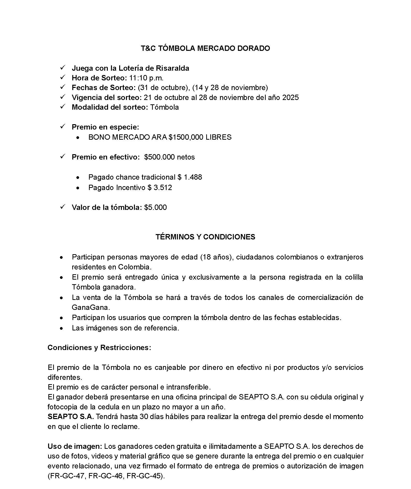 TC TÓMBOLA MERCADO DORADO Página 1